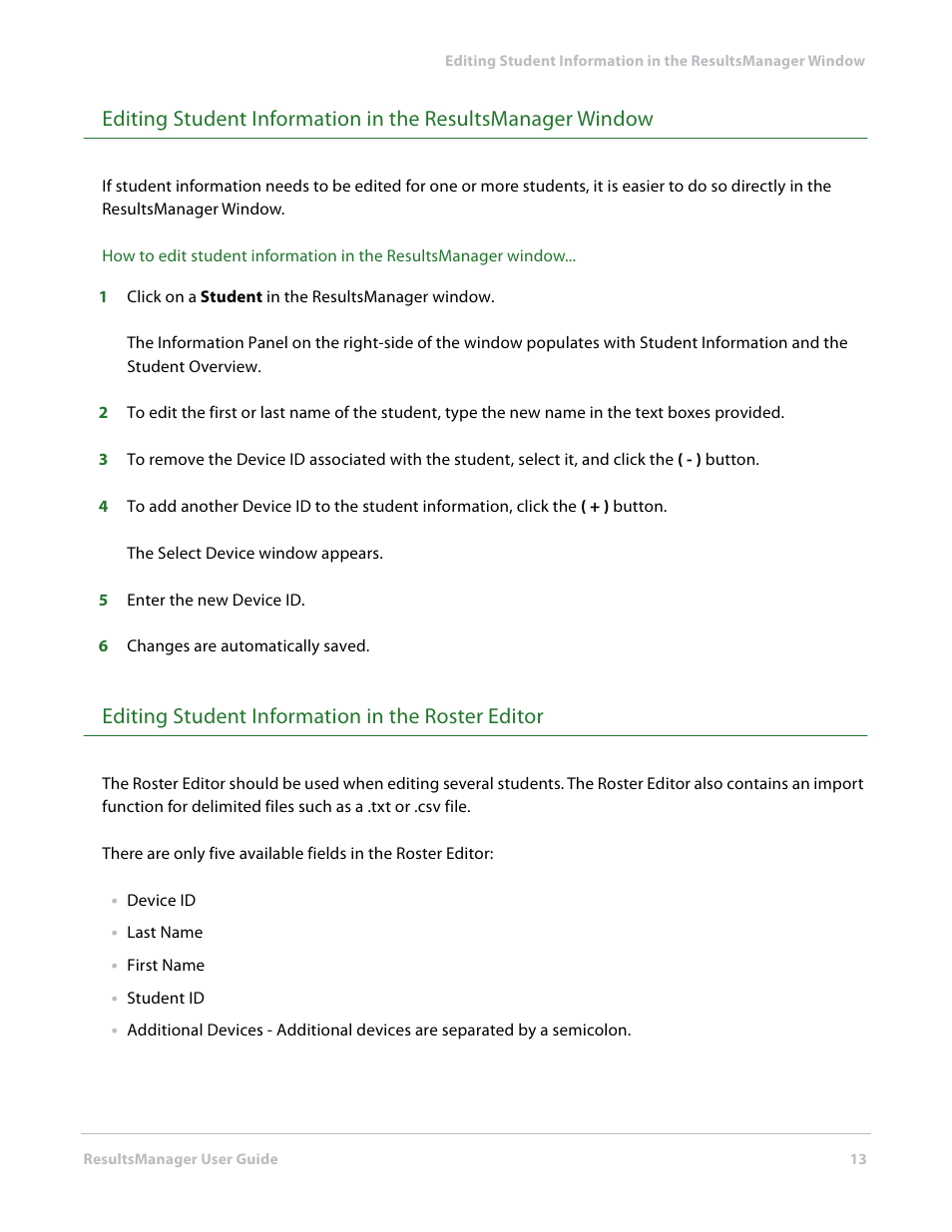 Editing student information in the roster editor | Turning Technologies ResultsManager User Manual | Page 13 / 32