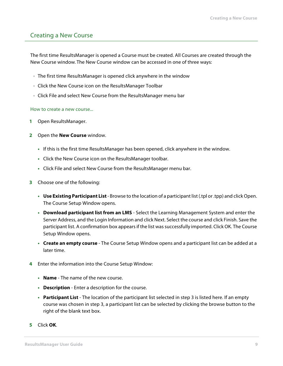 Creating a new course | Turning Technologies ResultsManager User Manual | Page 9 / 32