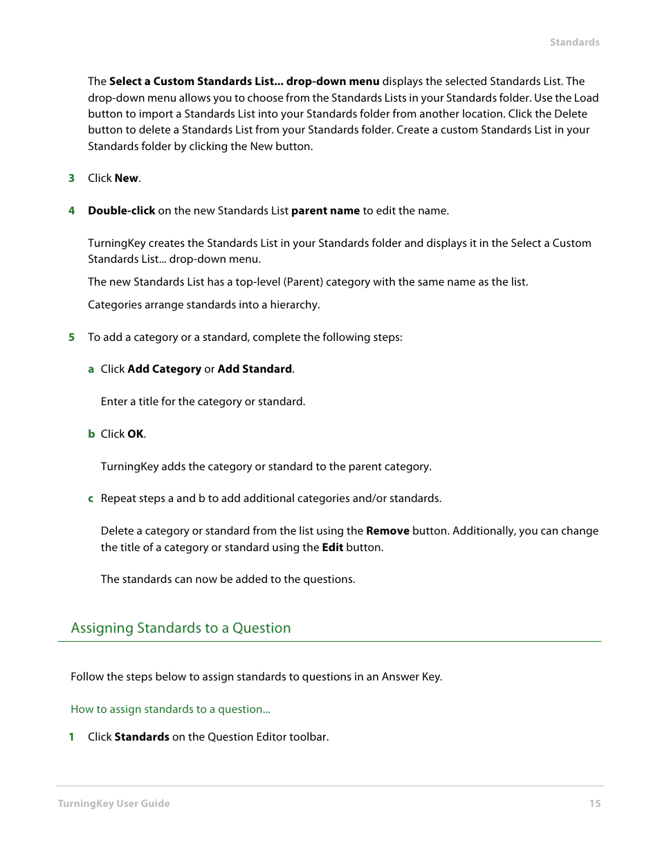 Assigning standards to a question | Turning Technologies TurningKey User Manual | Page 15 / 34