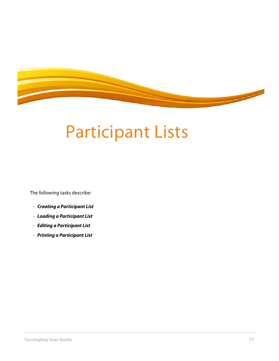3 participant lists, Participant lists | Turning Technologies TurningKey User Manual | Page 17 / 34
