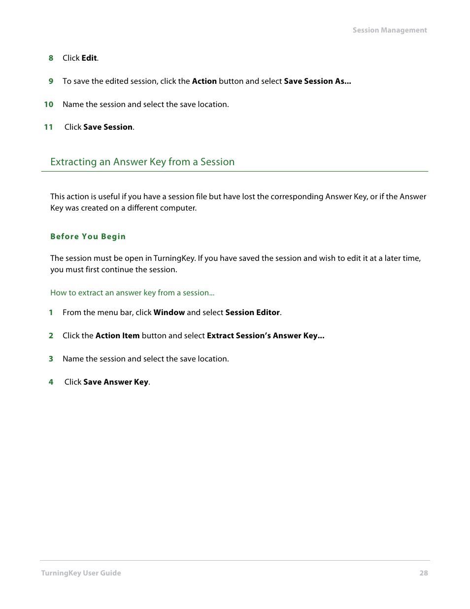 Extracting an answer key from a session | Turning Technologies TurningKey User Manual | Page 28 / 34