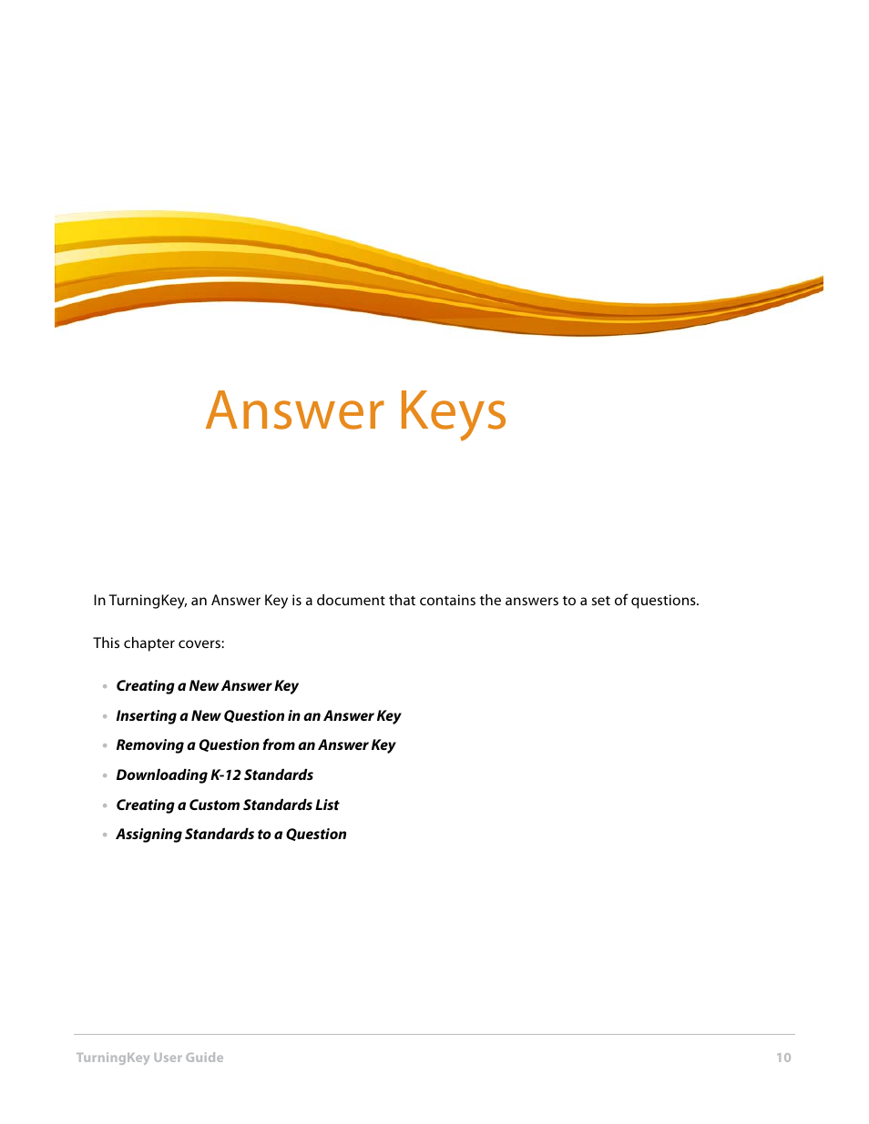 2 answer keys, Answer keys | Turning Technologies TurningKey User Manual | Page 10 / 35