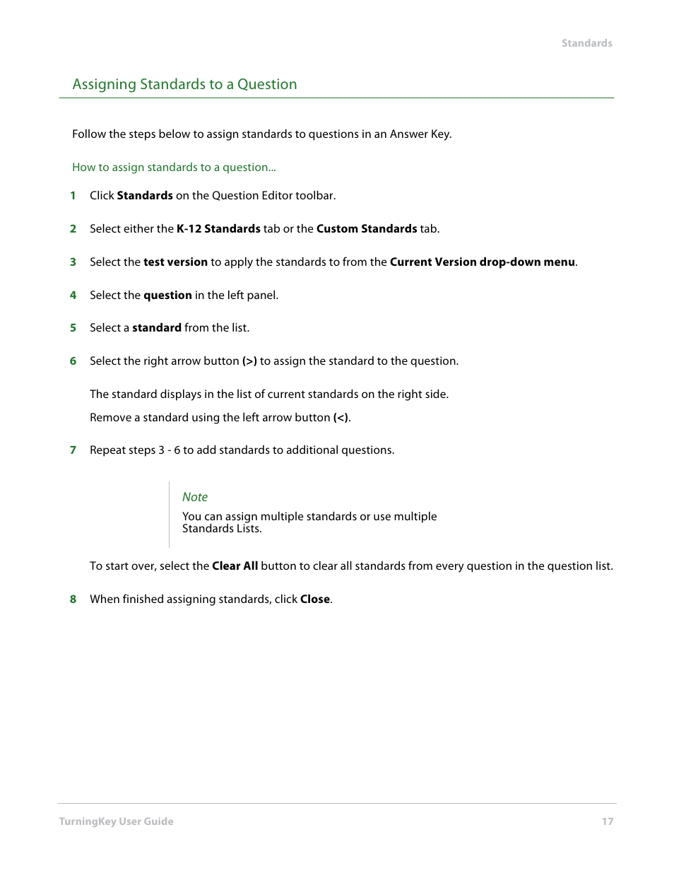 Assigning standards to a question | Turning Technologies TurningKey User Manual | Page 17 / 35