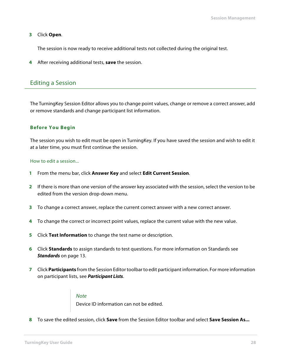 Editing a session | Turning Technologies TurningKey User Manual | Page 28 / 35