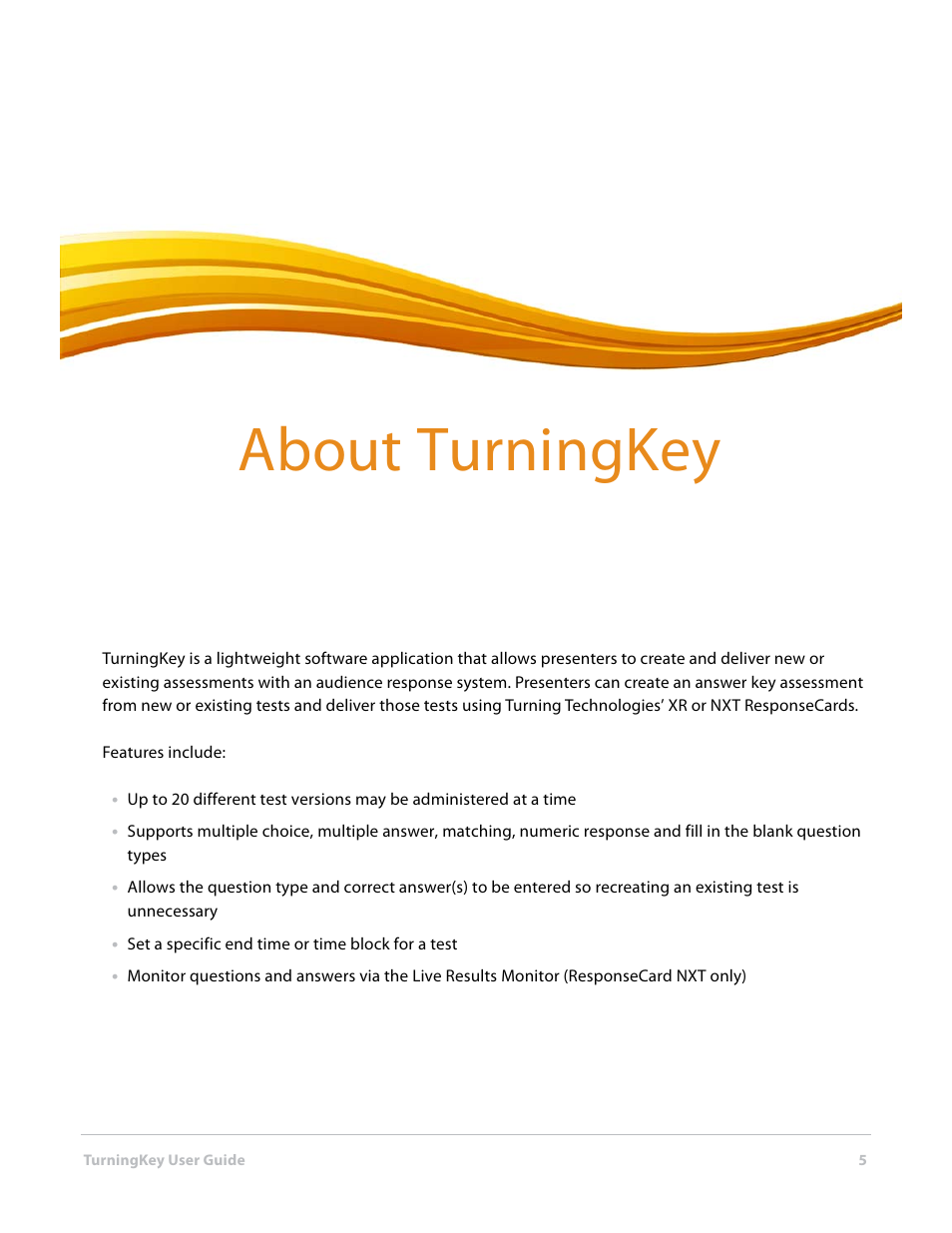 1 about turningkey, About turningkey | Turning Technologies TurningKey User Manual | Page 5 / 35