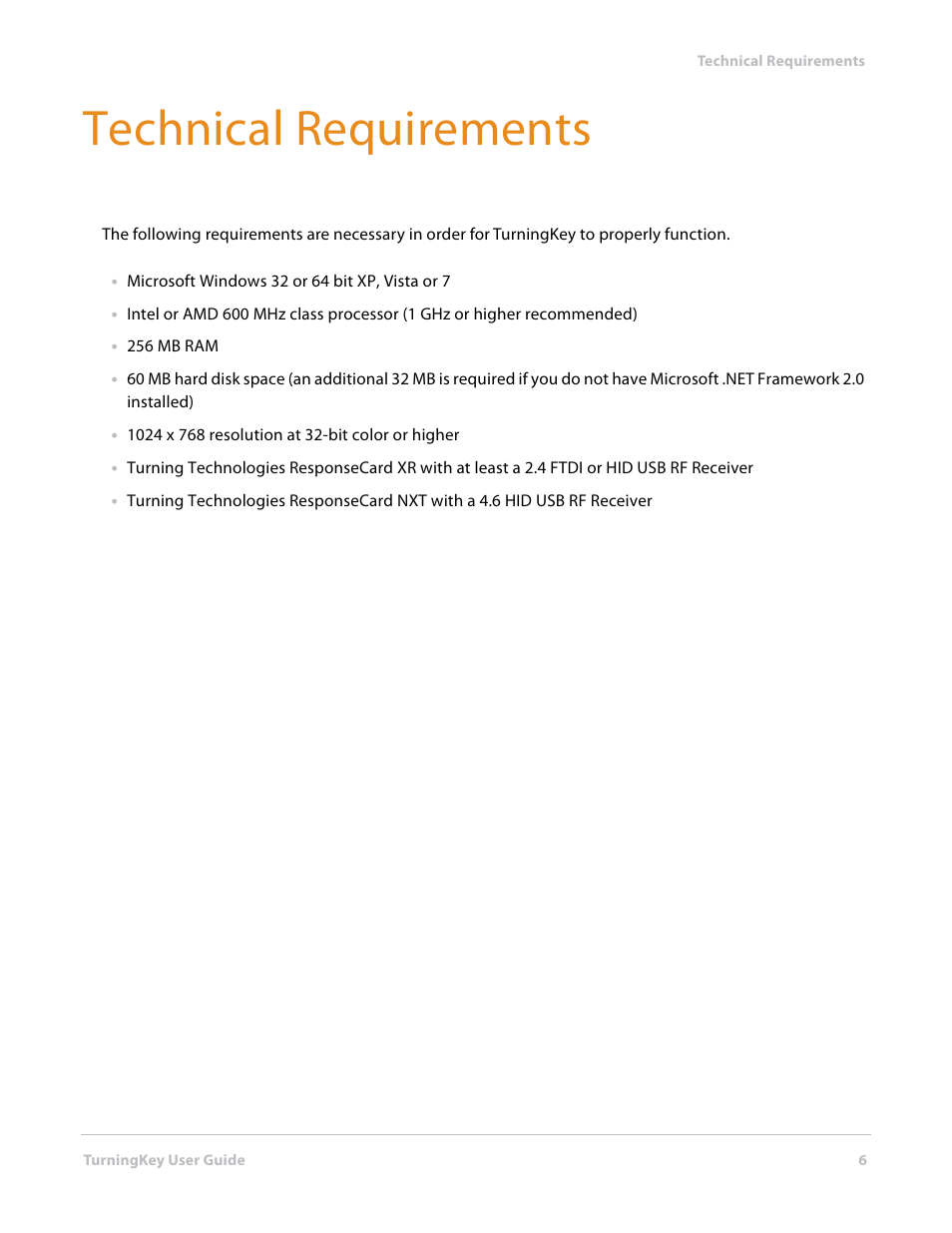 Technical requirements | Turning Technologies TurningKey User Manual | Page 6 / 35