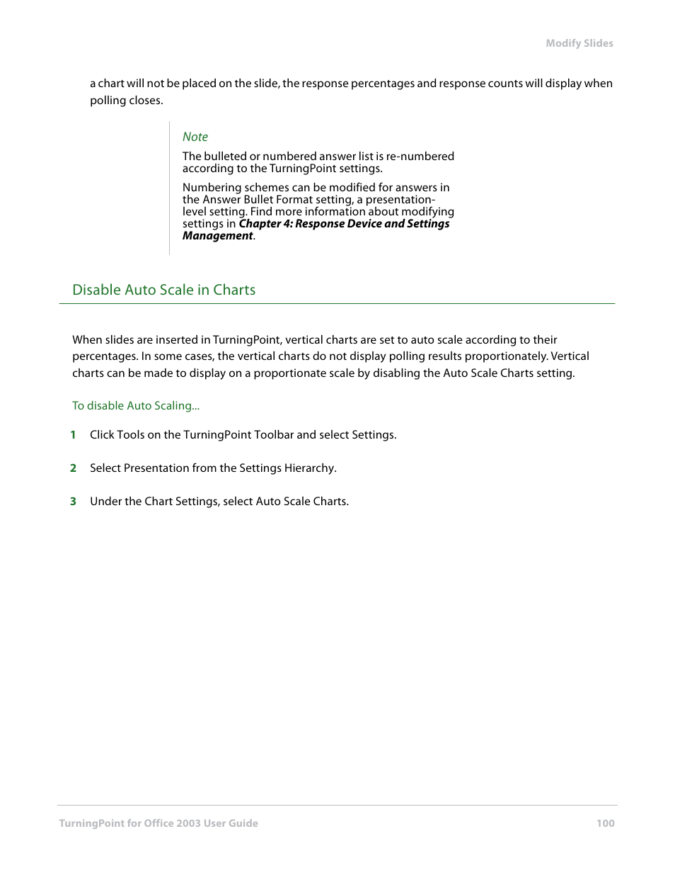 Disable auto scale in charts | Turning Technologies TurningPoint User Manual | Page 100 / 277