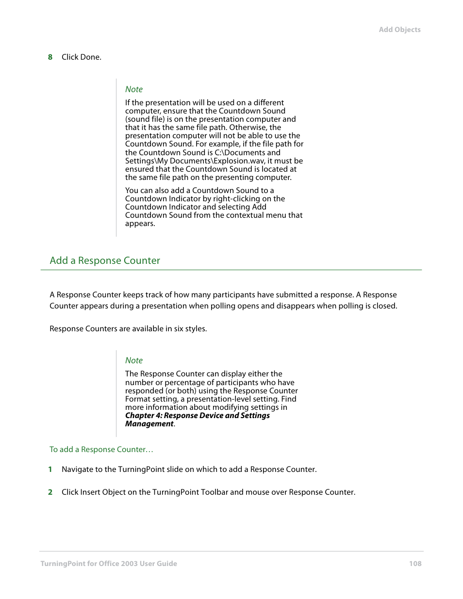 Add a response counter | Turning Technologies TurningPoint User Manual | Page 108 / 277