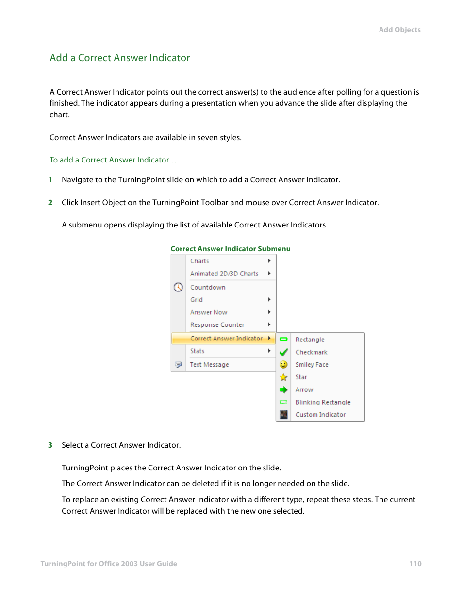 Add a correct answer indicator | Turning Technologies TurningPoint User Manual | Page 110 / 277