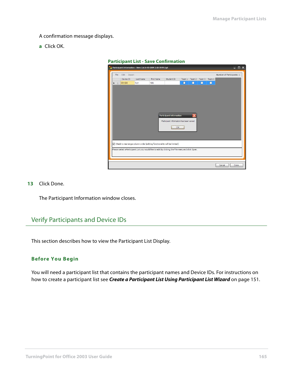 Verify participants and device ids | Turning Technologies TurningPoint User Manual | Page 165 / 277