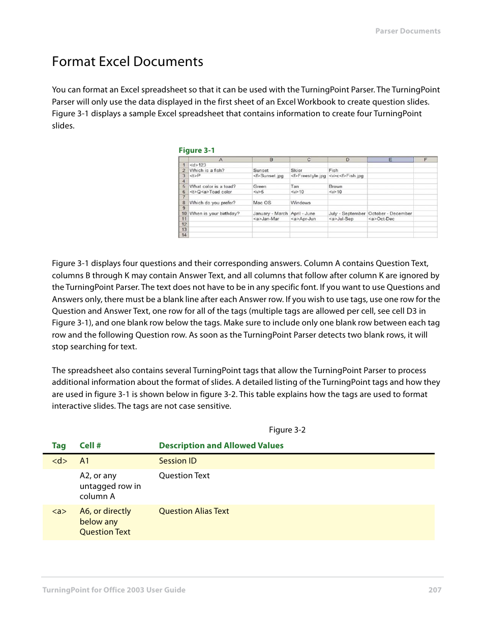 Format excel documents | Turning Technologies TurningPoint User Manual | Page 207 / 277