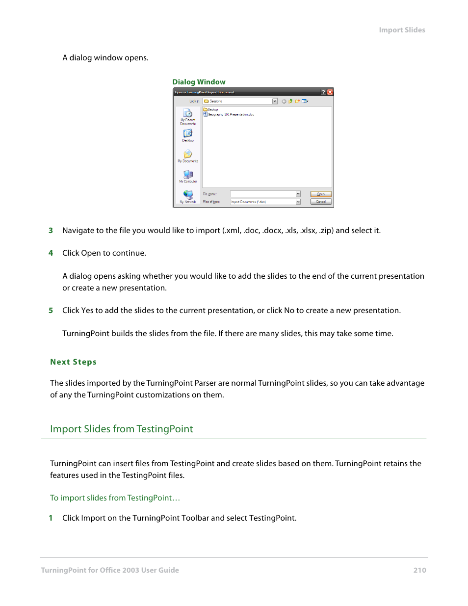 Import slides from testingpoint | Turning Technologies TurningPoint User Manual | Page 210 / 277