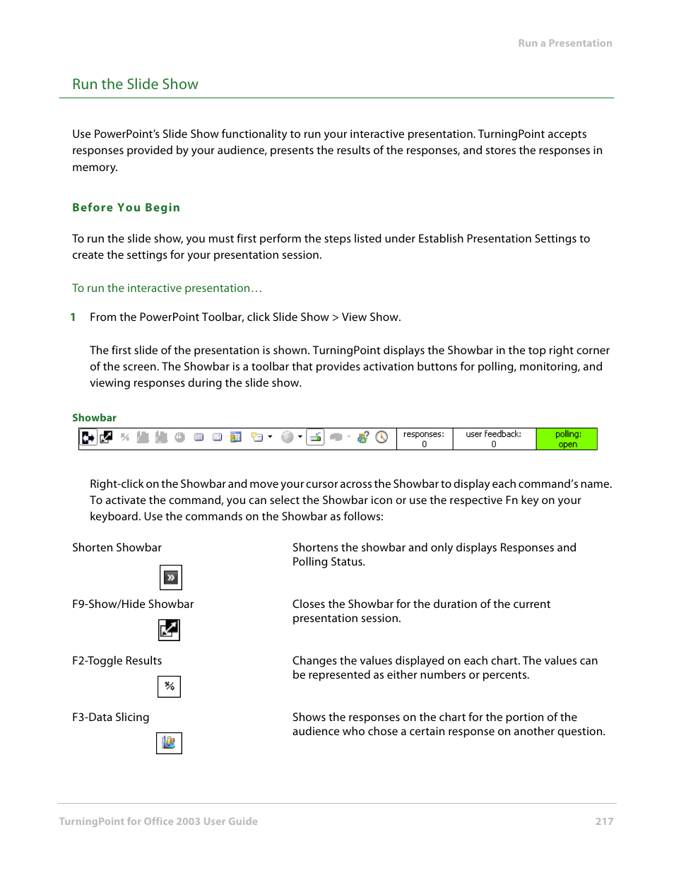 Run the slide show | Turning Technologies TurningPoint User Manual | Page 217 / 277