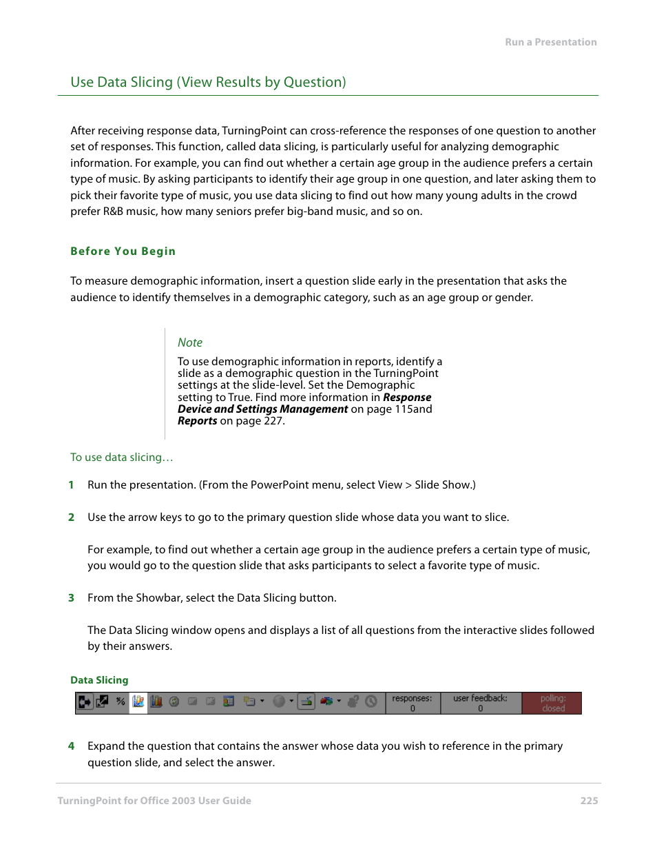 Use data slicing (view results by question) | Turning Technologies TurningPoint User Manual | Page 225 / 277