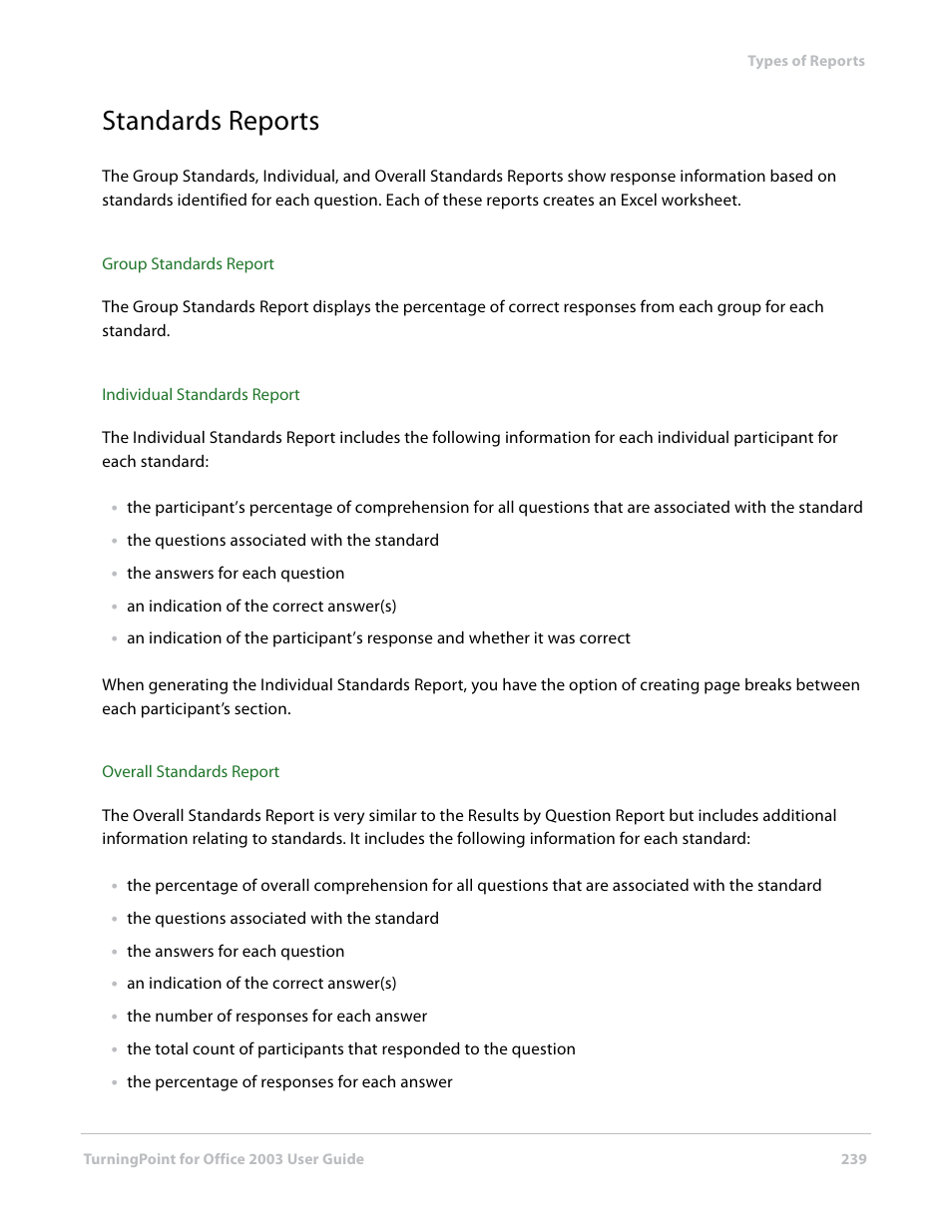 Standards reports | Turning Technologies TurningPoint User Manual | Page 239 / 277