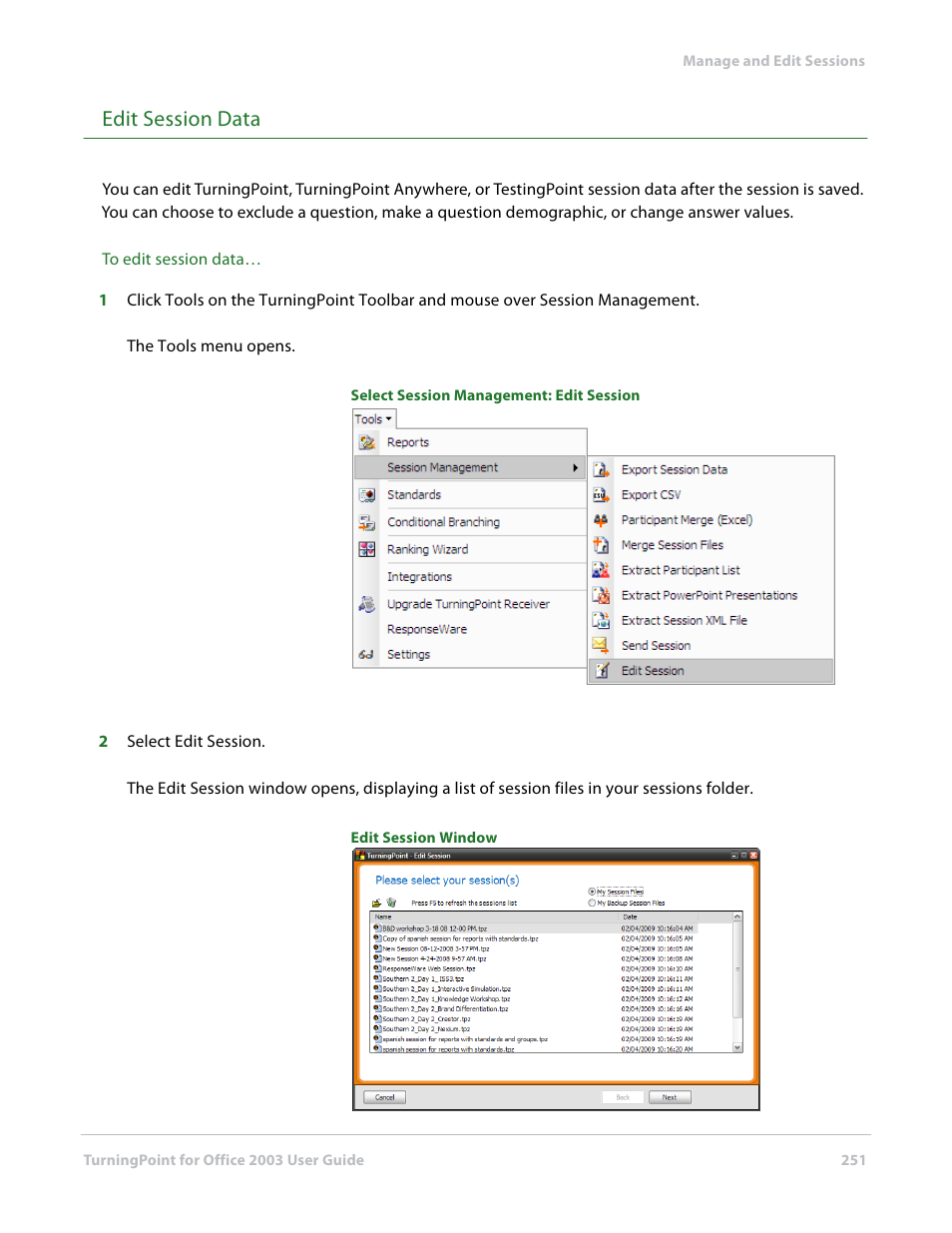 Edit session data | Turning Technologies TurningPoint User Manual | Page 251 / 277
