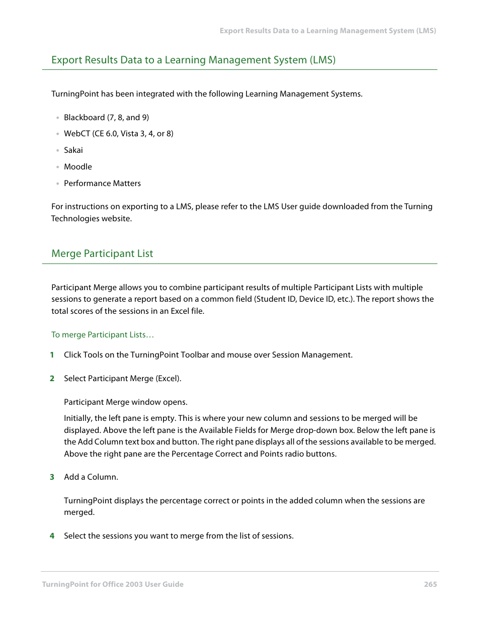 Merge participant list | Turning Technologies TurningPoint User Manual | Page 265 / 277