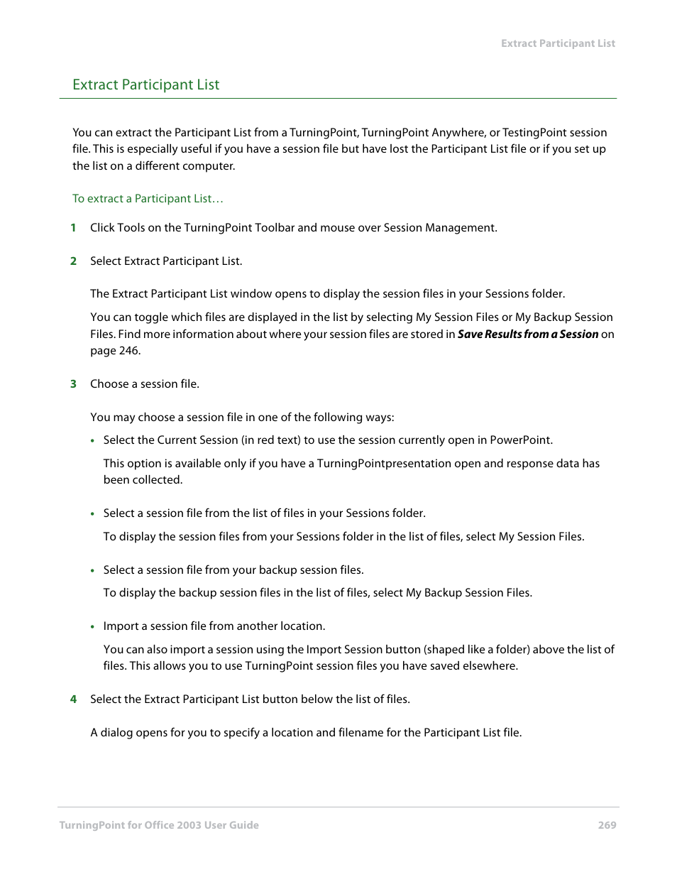 Extract participant list | Turning Technologies TurningPoint User Manual | Page 269 / 277