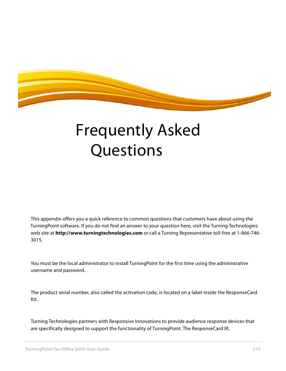 A frequently asked questions, Frequently asked questions | Turning Technologies TurningPoint User Manual | Page 275 / 277