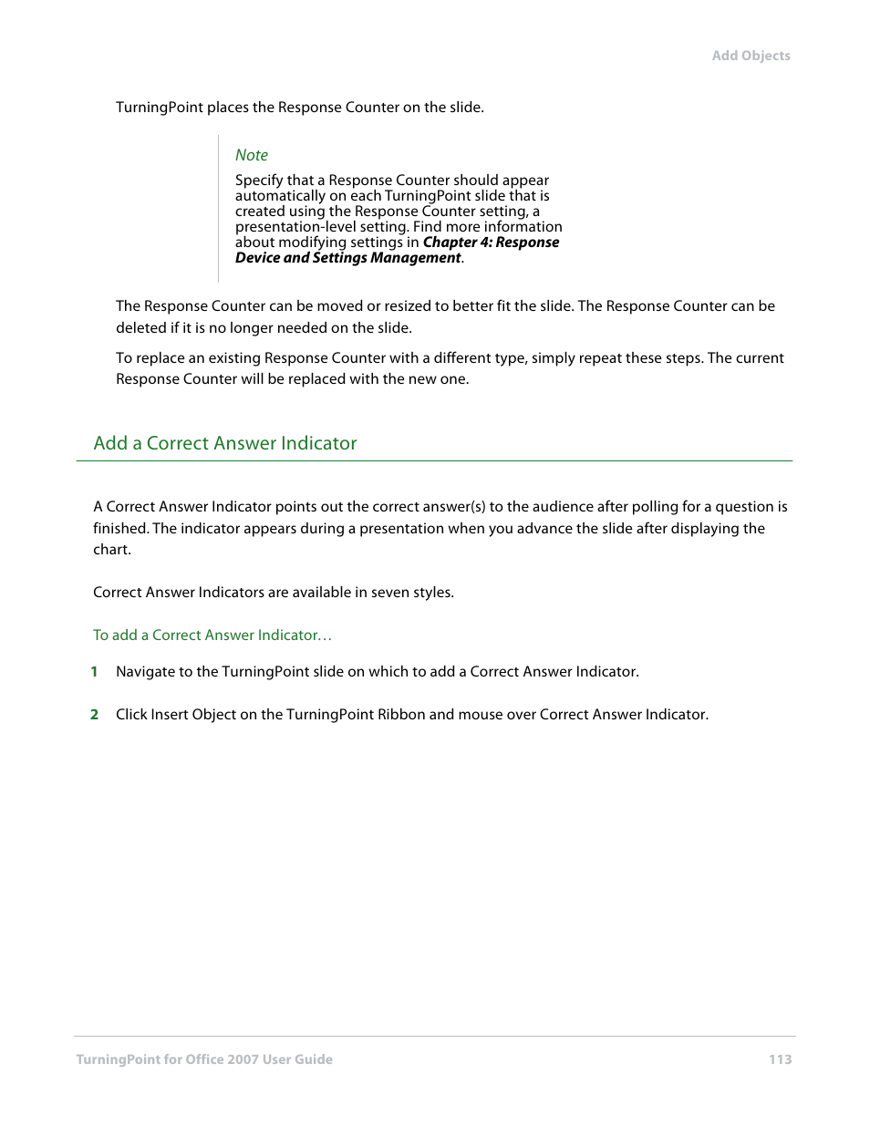 Add a correct answer indicator | Turning Technologies TurningPoint User Manual | Page 113 / 282