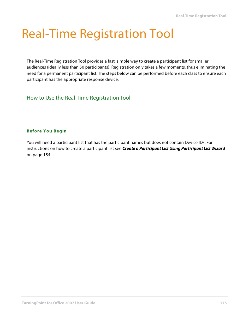 Real-time registration tool, How to use the real-time registration tool | Turning Technologies TurningPoint User Manual | Page 175 / 282