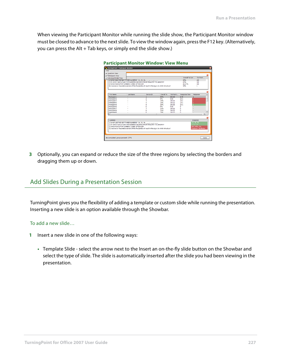 Add slides during a presentation session | Turning Technologies TurningPoint User Manual | Page 227 / 282