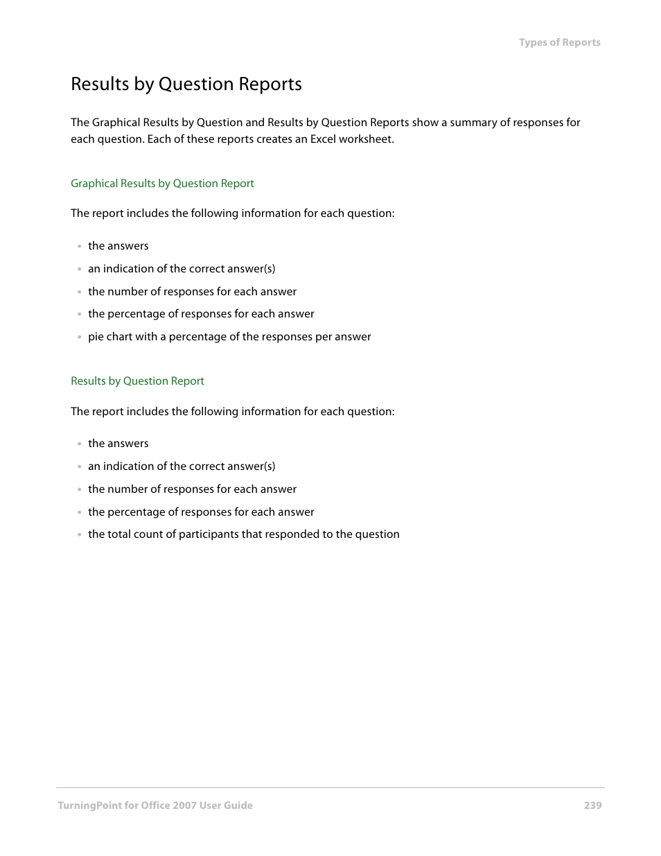 Results by question reports | Turning Technologies TurningPoint User Manual | Page 239 / 282