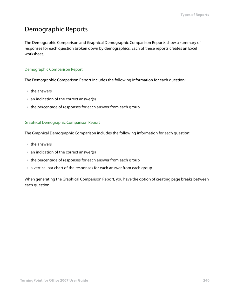 Demographic reports | Turning Technologies TurningPoint User Manual | Page 240 / 282