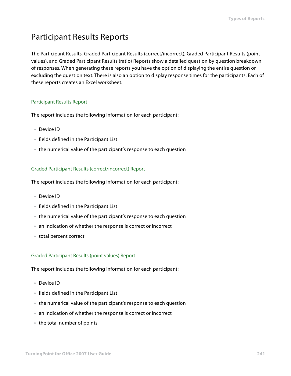 Participant results reports | Turning Technologies TurningPoint User Manual | Page 241 / 282