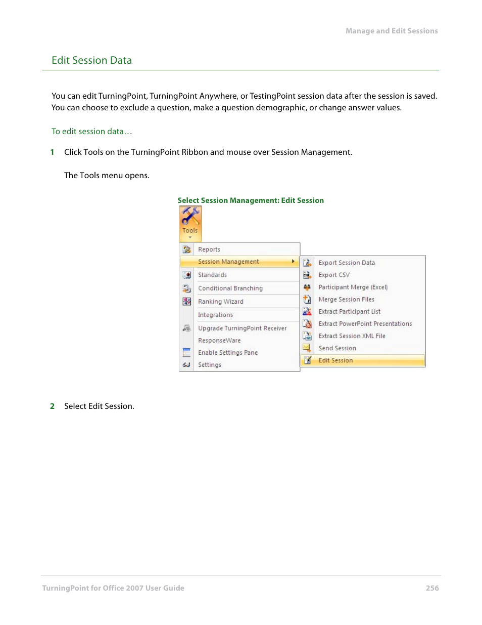 Edit session data | Turning Technologies TurningPoint User Manual | Page 256 / 282