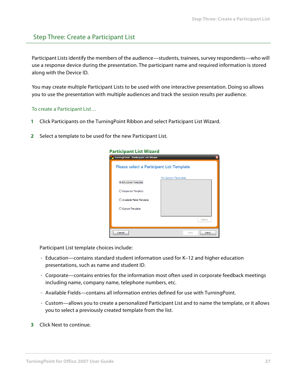 Step three: create a participant list | Turning Technologies TurningPoint User Manual | Page 27 / 282