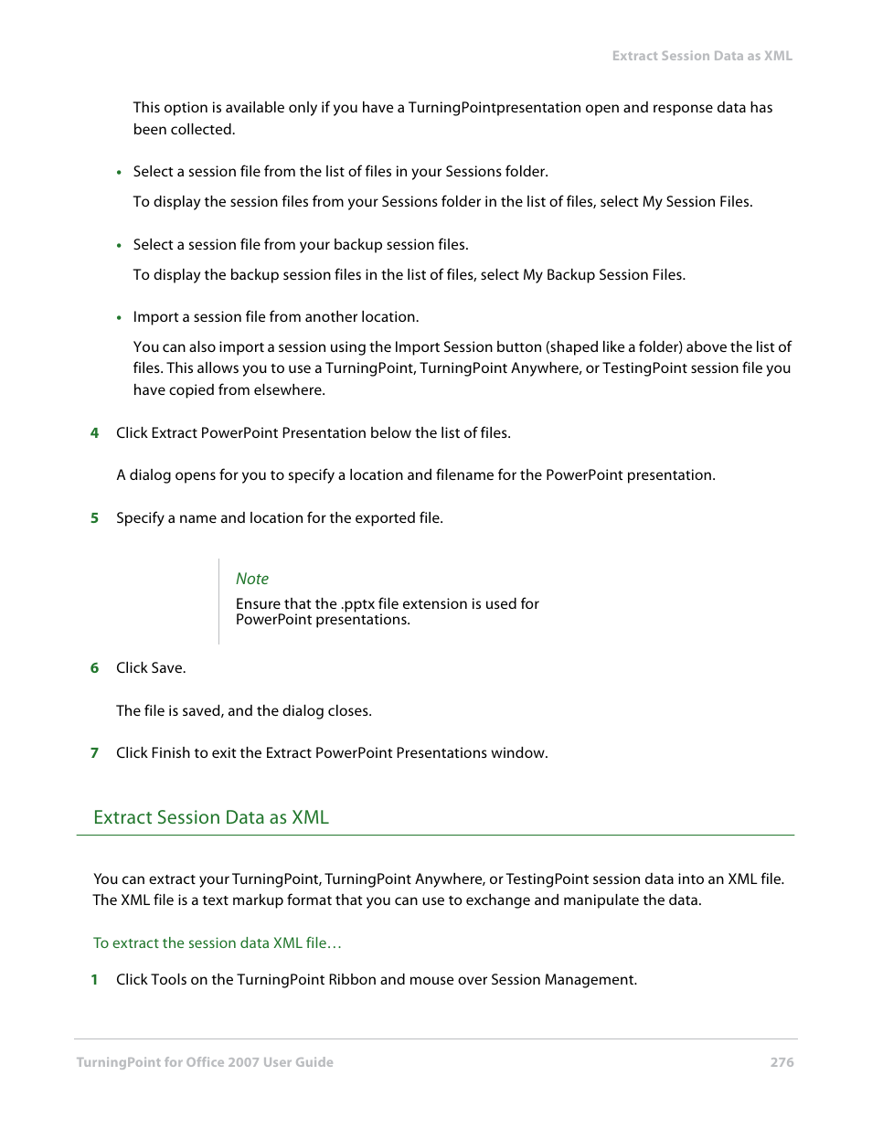 Extract session data as xml | Turning Technologies TurningPoint User Manual | Page 276 / 282