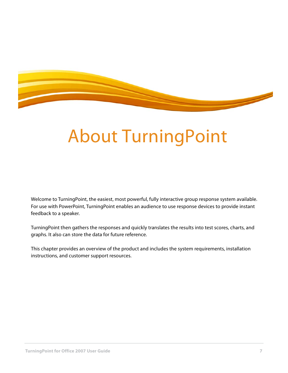 1 about turningpoint, About turningpoint | Turning Technologies TurningPoint User Manual | Page 7 / 282