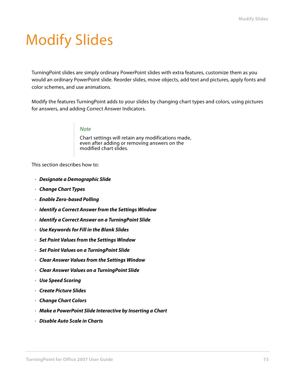 Modify slides | Turning Technologies TurningPoint User Manual | Page 73 / 282