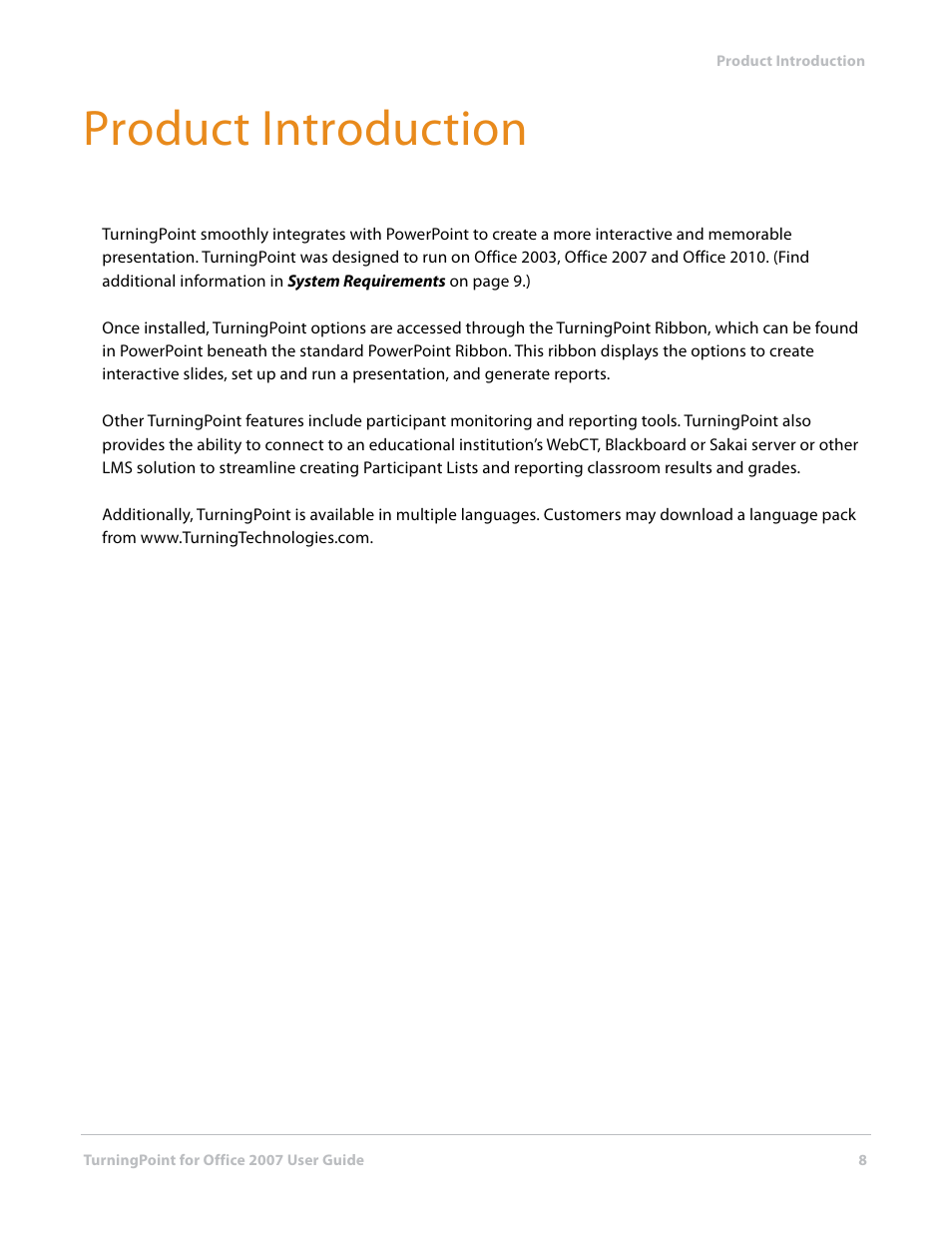 Product introduction | Turning Technologies TurningPoint User Manual | Page 8 / 282