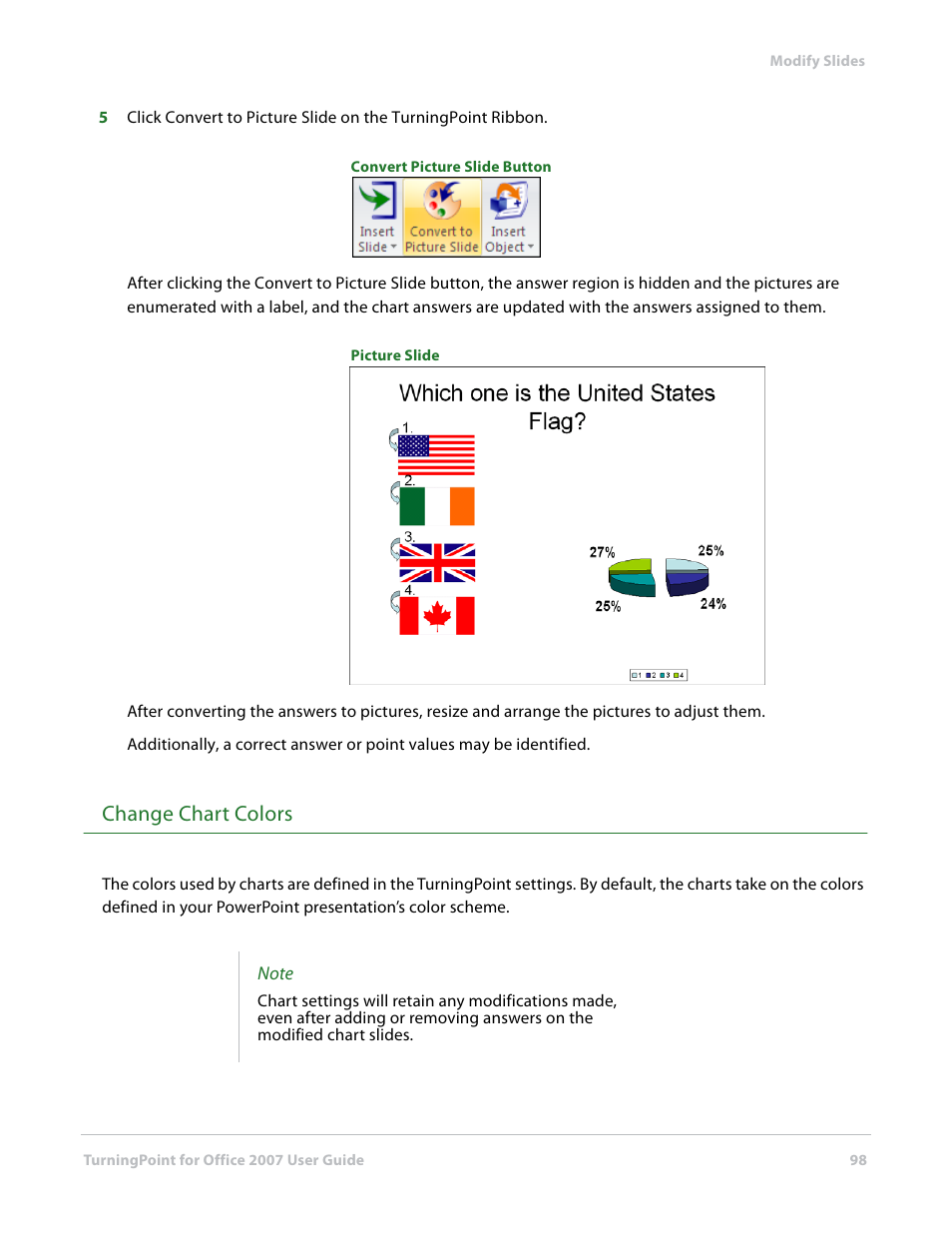 Change chart colors | Turning Technologies TurningPoint User Manual | Page 98 / 282