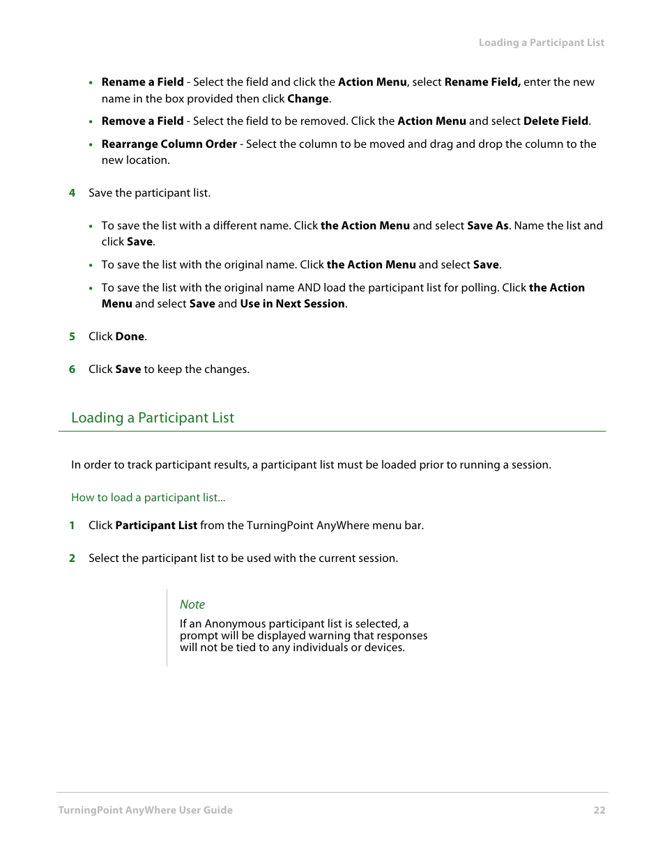 Loading a participant list | Turning Technologies TurningPoint AnyWhere User Manual | Page 22 / 70
