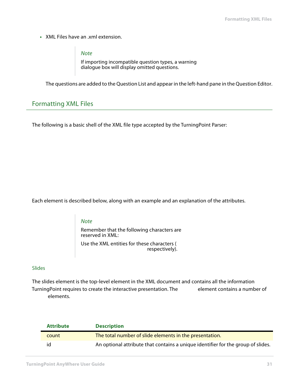 Formatting xml files | Turning Technologies TurningPoint AnyWhere User Manual | Page 31 / 70