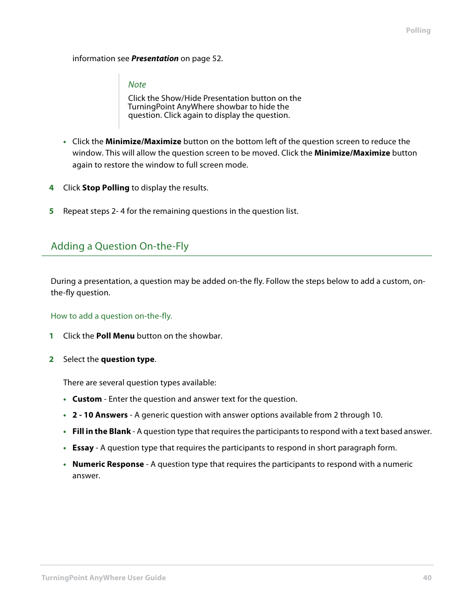 Adding a question on-the-fly | Turning Technologies TurningPoint AnyWhere User Manual | Page 40 / 70