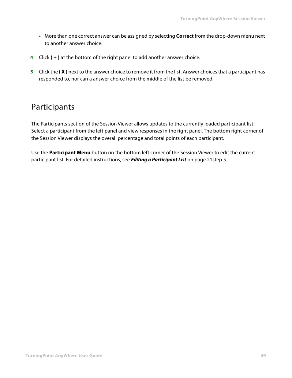 Participants | Turning Technologies TurningPoint AnyWhere User Manual | Page 49 / 70