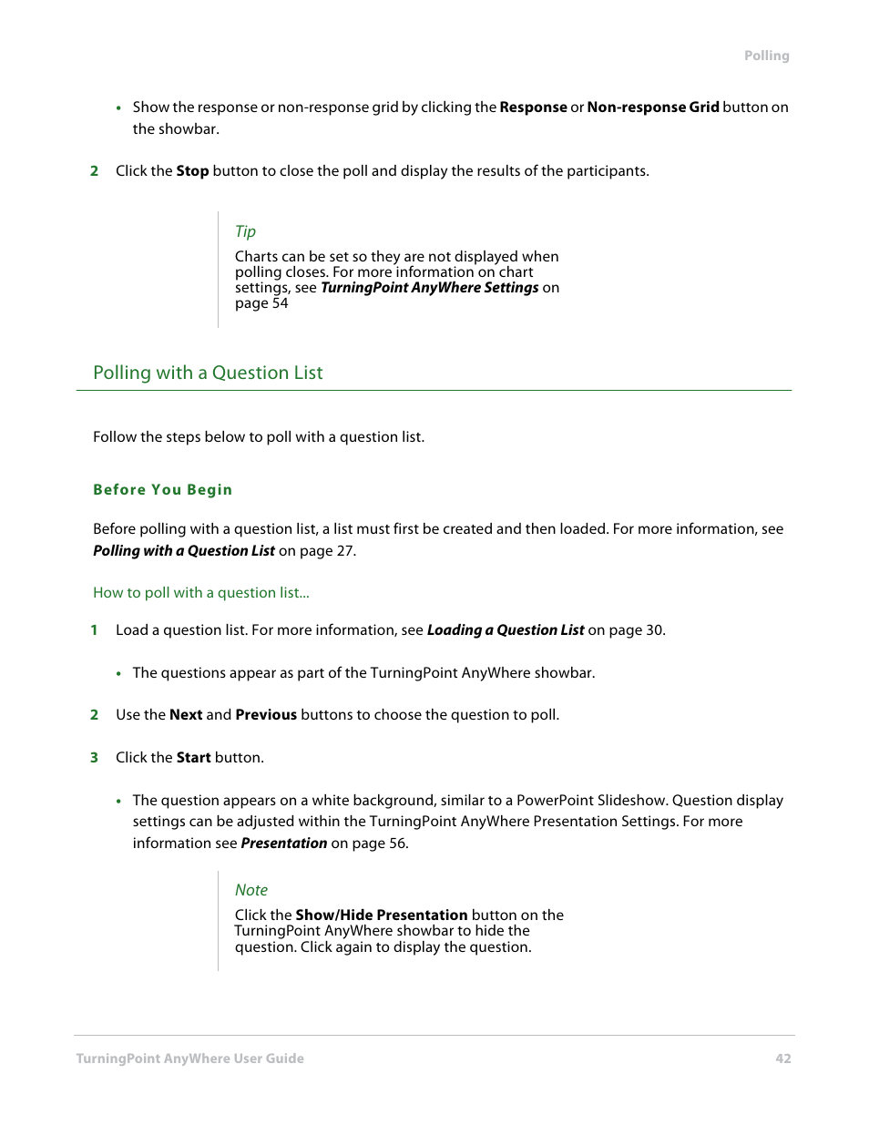 Polling with a question list | Turning Technologies TurningPoint AnyWhere User Manual | Page 43 / 76