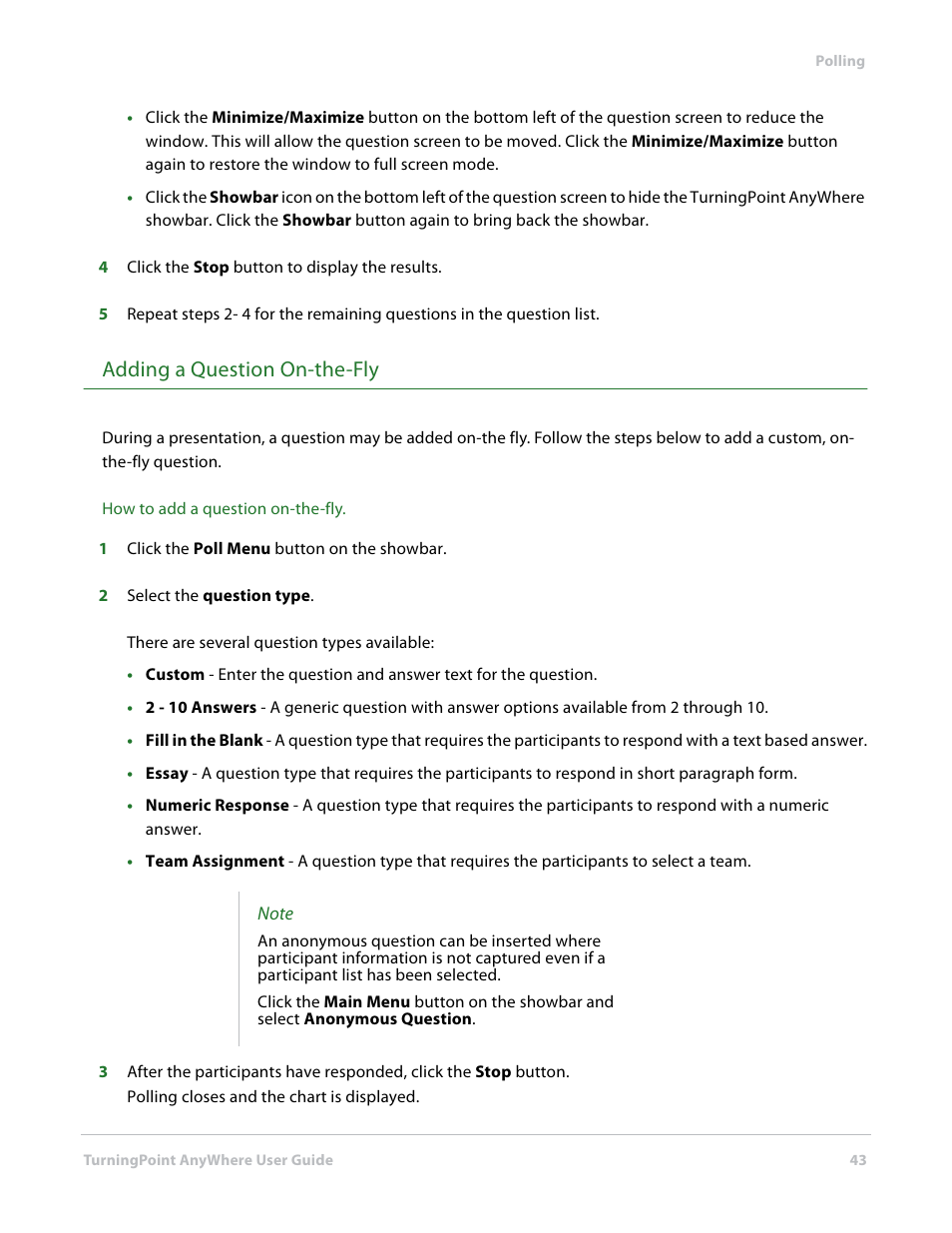 Adding a question on-the-fly | Turning Technologies TurningPoint AnyWhere User Manual | Page 44 / 76