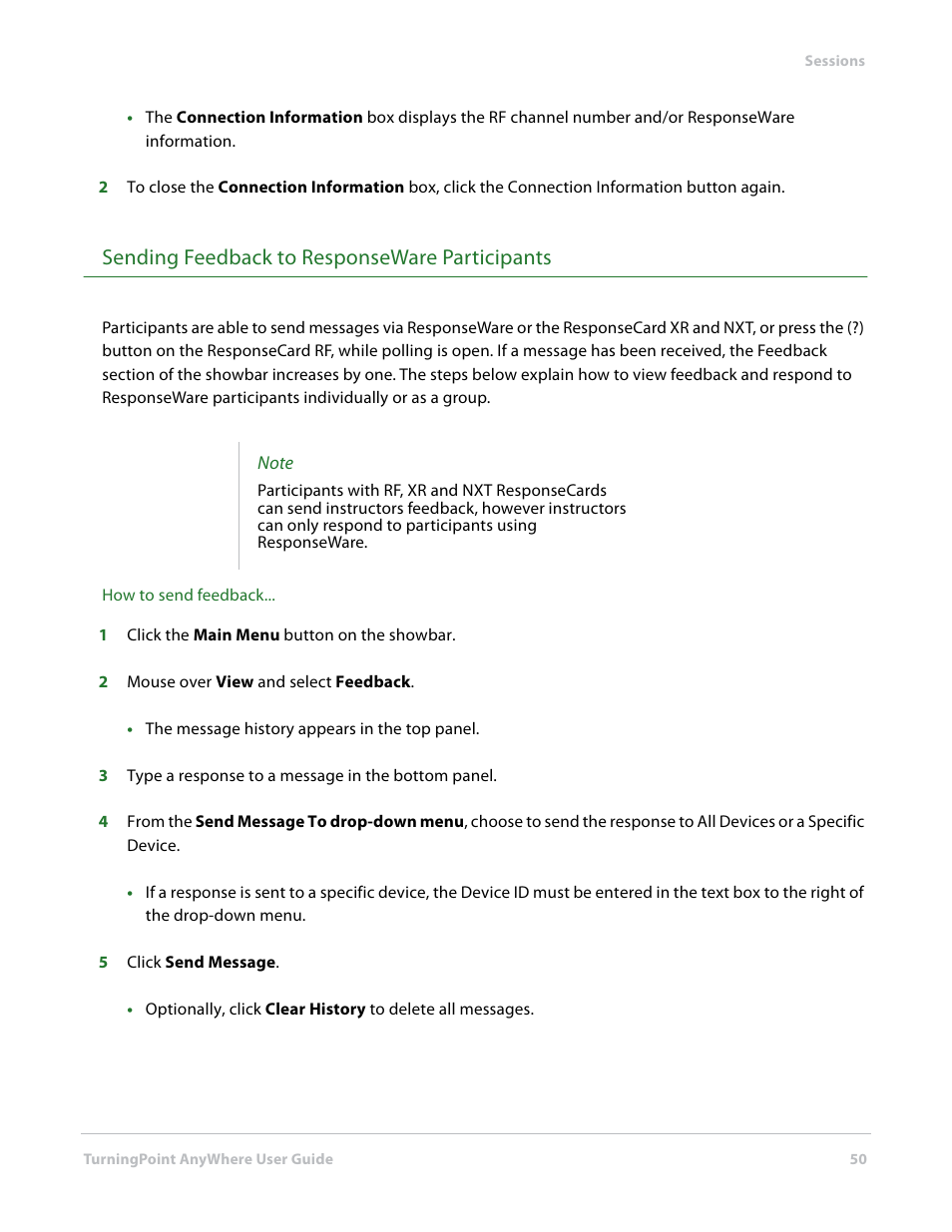 Sending feedback to responseware participants | Turning Technologies TurningPoint AnyWhere User Manual | Page 51 / 76