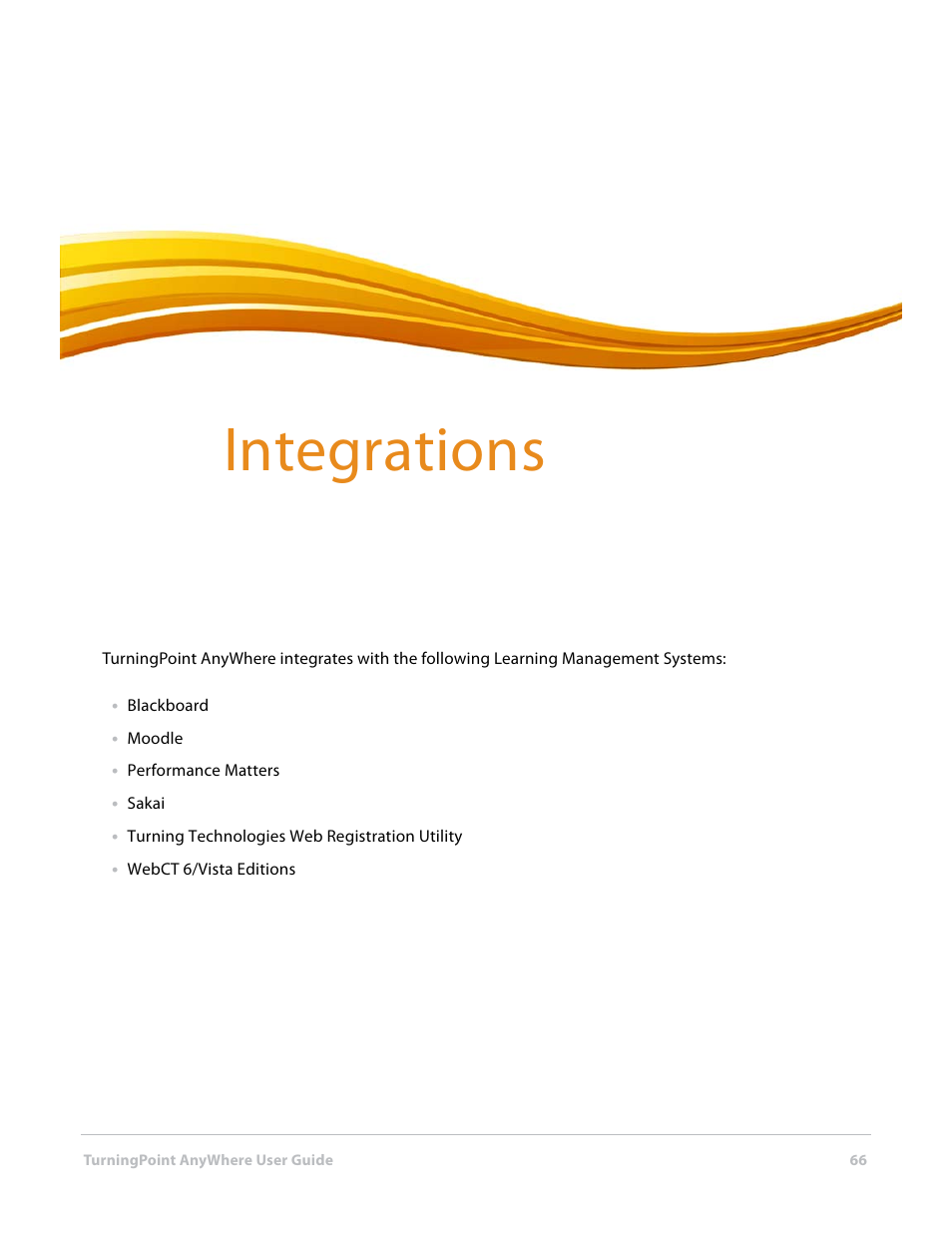 9 integrations, Integrations | Turning Technologies TurningPoint AnyWhere User Manual | Page 67 / 76