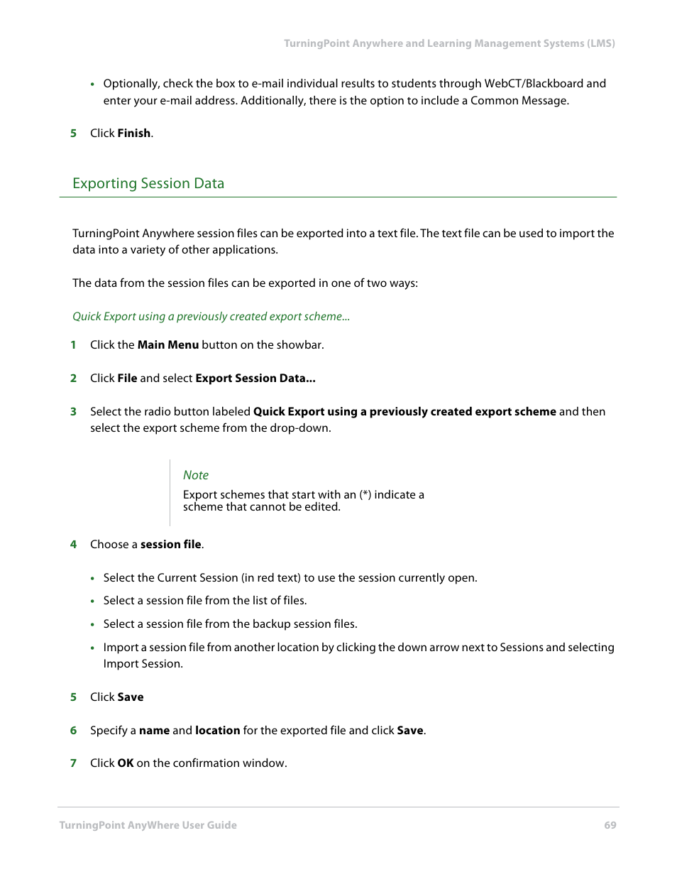 Exporting session data | Turning Technologies TurningPoint AnyWhere User Manual | Page 70 / 76
