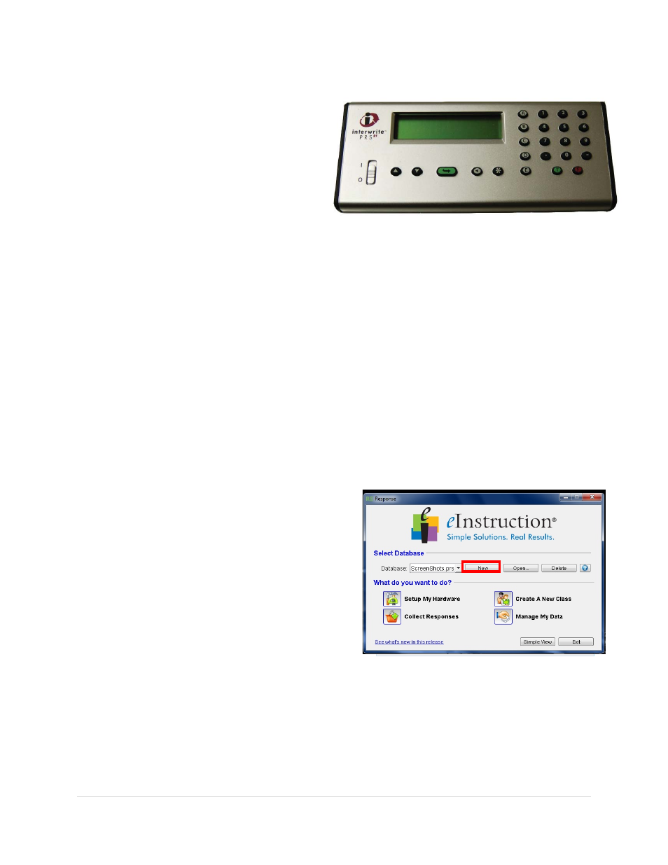 Prs rf student response pad, Databases, Create a new database | Prs rf student response pad databases | Turning Technologies Response User Manual | Page 11 / 88