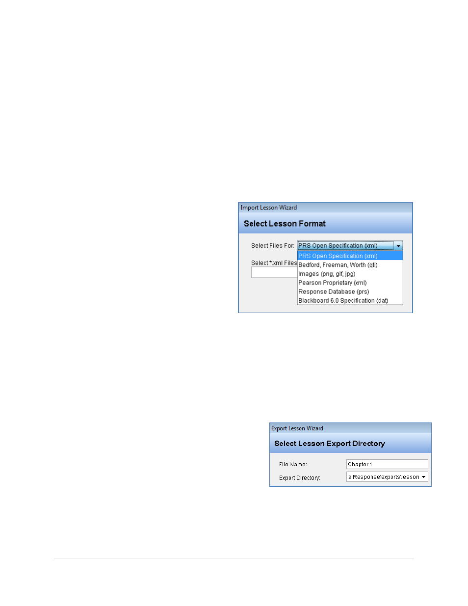 Importing lessons, Exporting lessons | Turning Technologies Response User Manual | Page 51 / 88