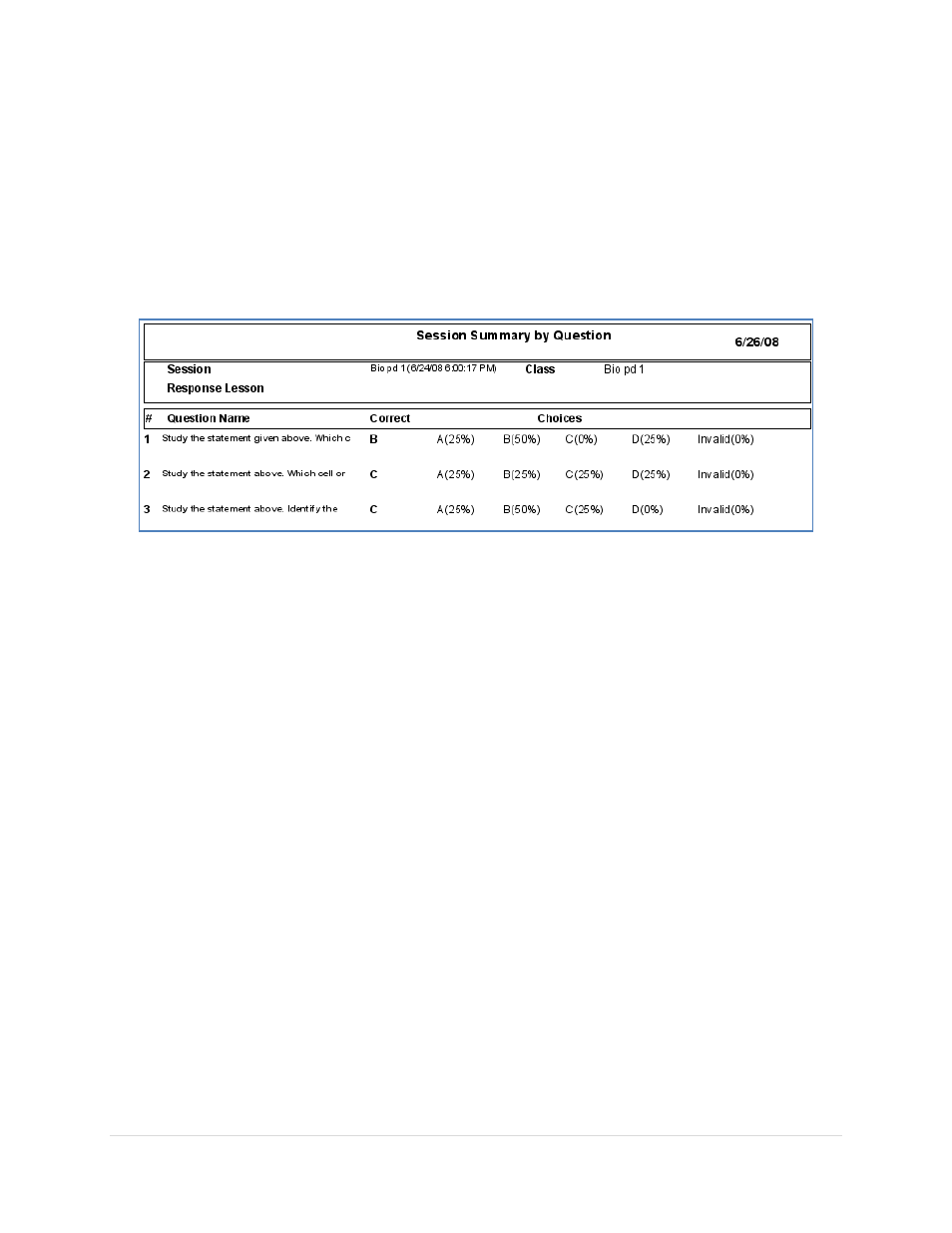 Reports, Session summary by question | Turning Technologies Response User Manual | Page 58 / 88