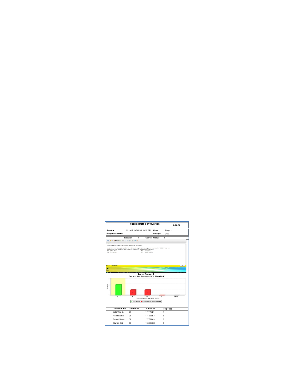 Generating various reports for a session, Session reports, Session details by question | Turning Technologies Response User Manual | Page 74 / 88