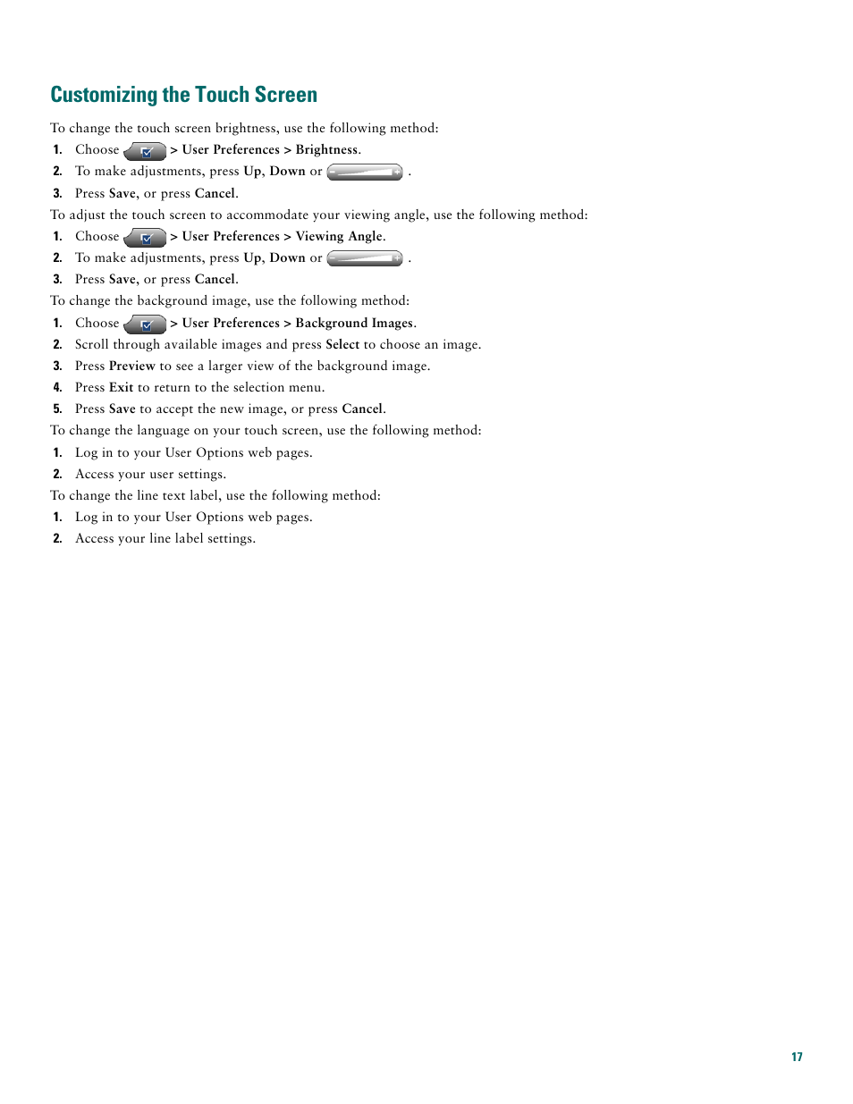 Customizing the touch screen | Cisco 7970G User Manual | Page 17 / 20